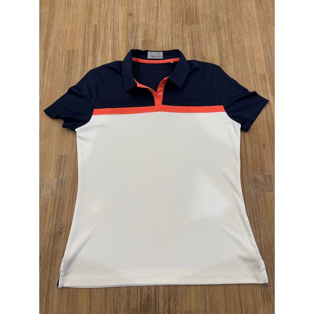 CALLAWAY GOLF POLO TOP BLUE WHITE WOMAN SIZE M